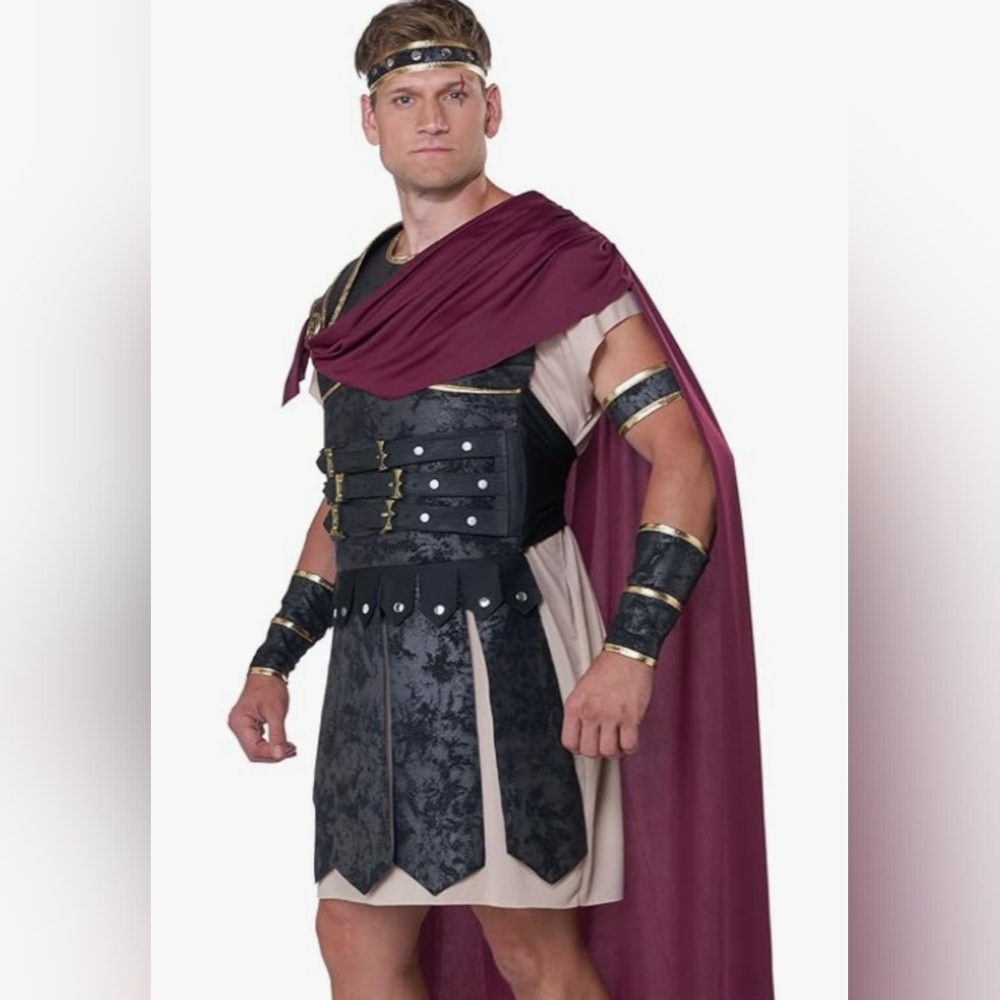 California Costumes Roman Gladiator Warrior Costume in Burgundy and Black